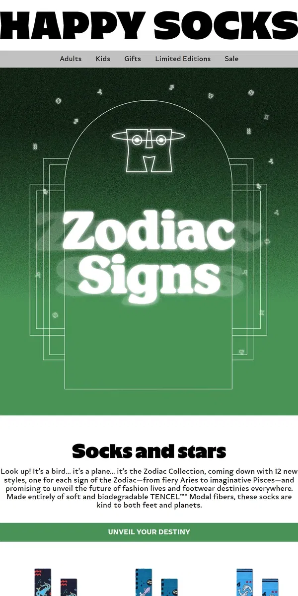 Email from Happy Socks. Enter the Zodiac