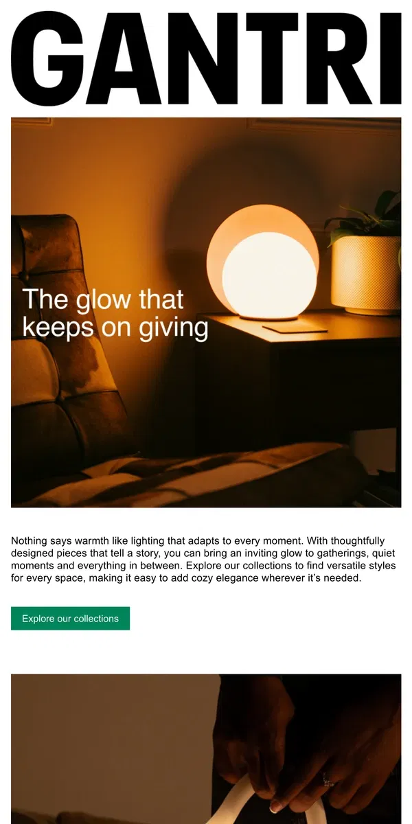 Email from Gantri. Create cozy spaces with light this season.