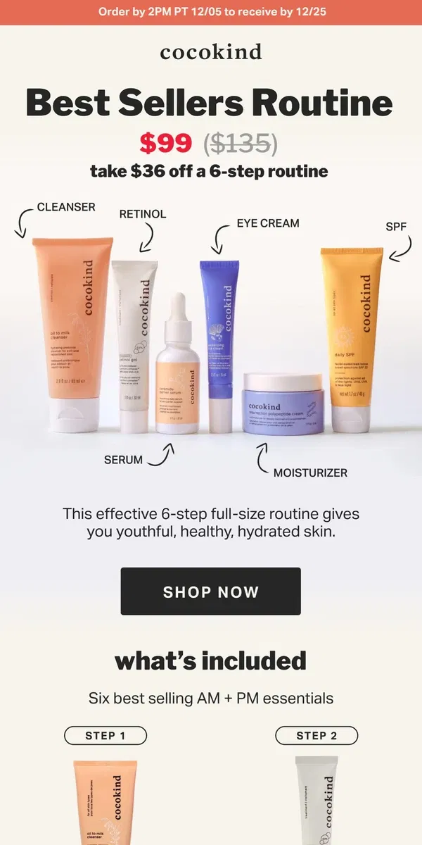 Email from cocokind. $36 off a 6-step routine