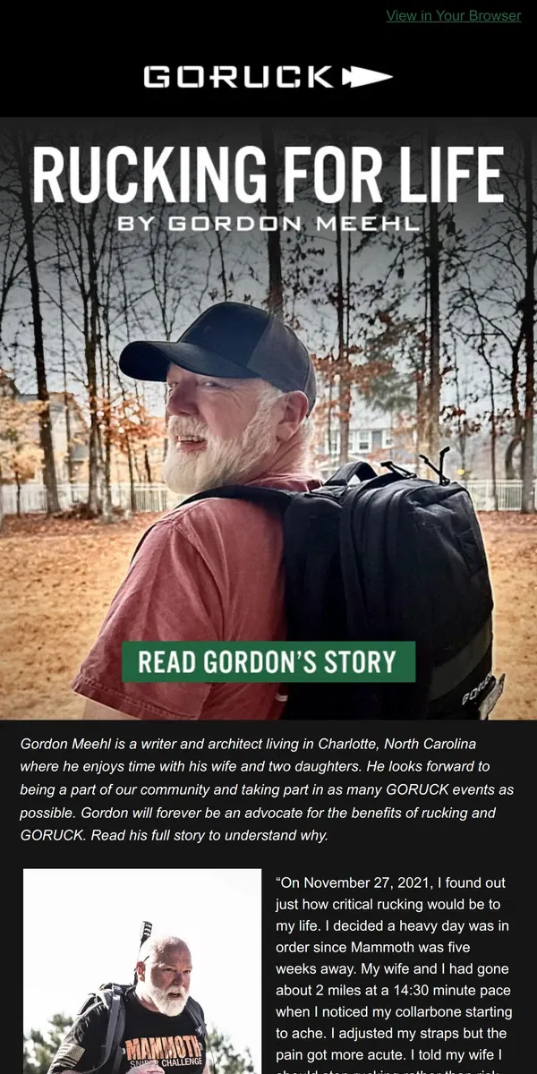 Email from GORUCK. “How Rucking Literally Saved My Life”