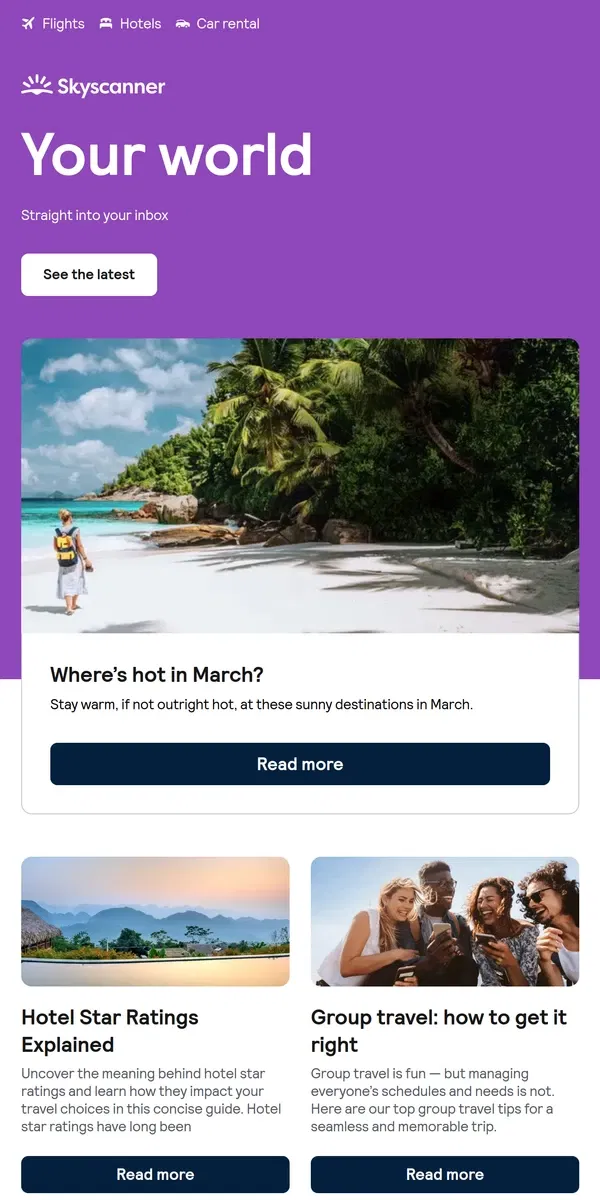 Email from Skyscanner. Where’s hot in March?