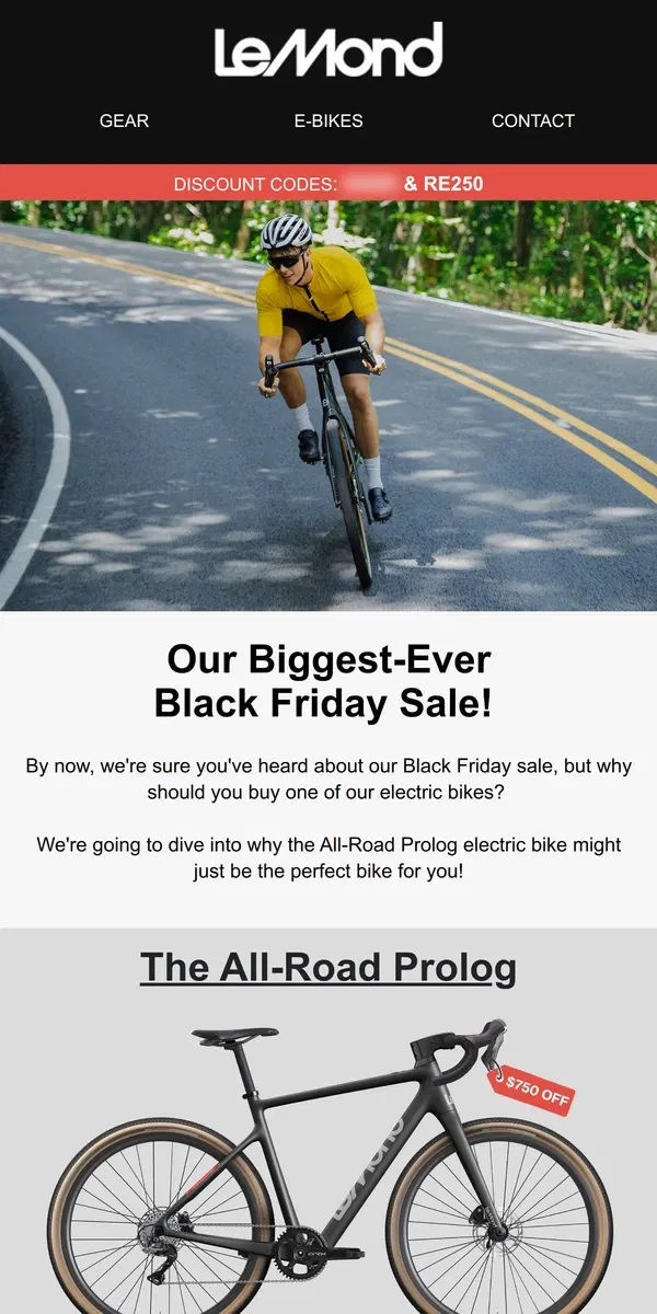 Email from LeMond. Why You Should Buy The All-Road Prolog