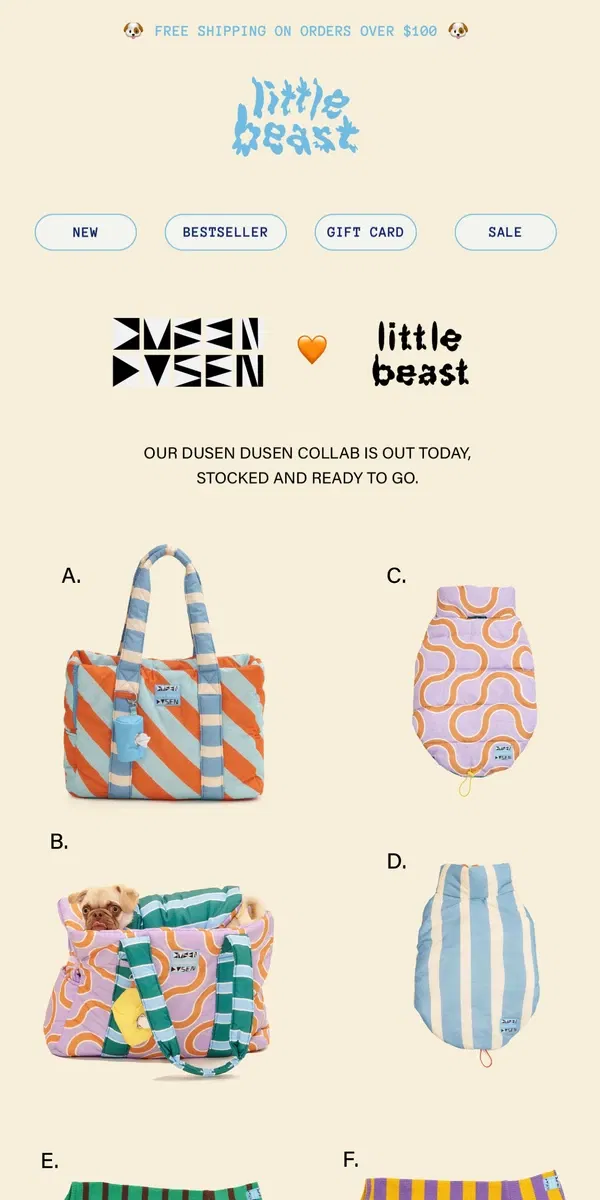 Email from Little Beast. The new Dusen Dusen x Little Beast drop is in!