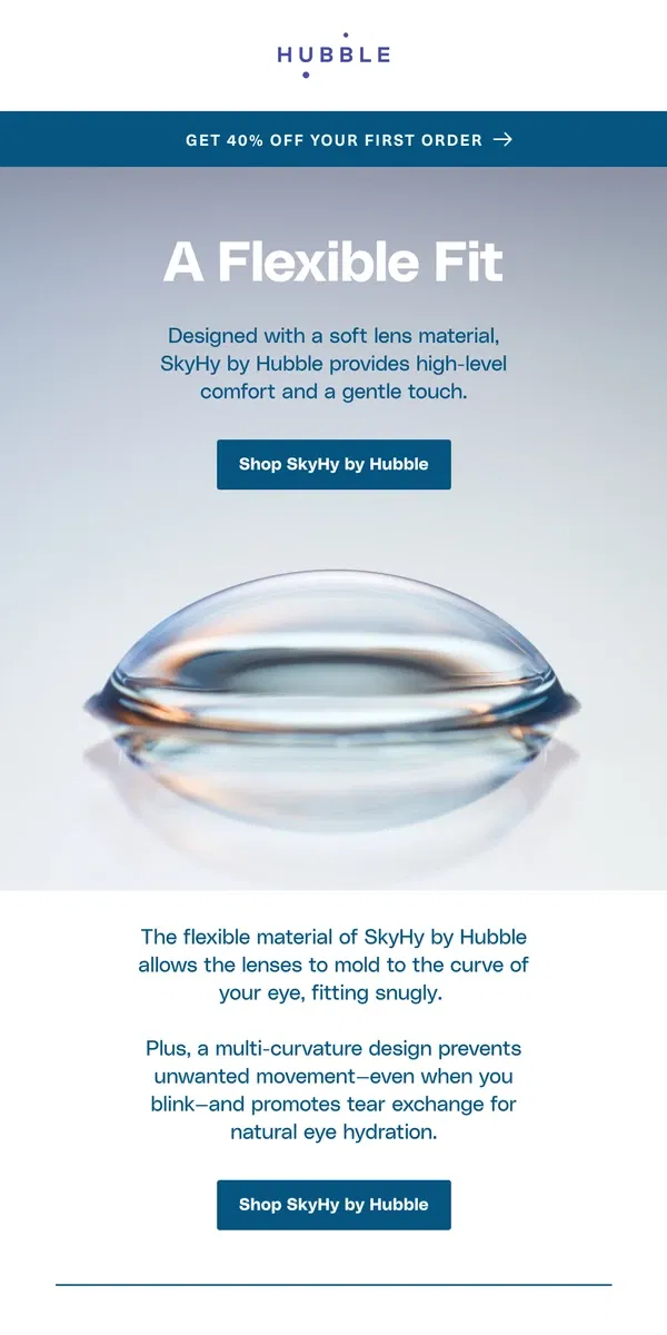 Email from Hubble Contacts. Get more flexibility with SkyHy by Hubble.