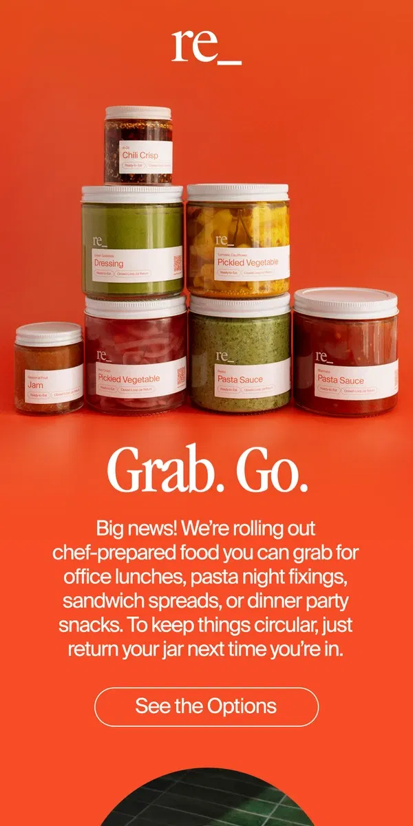 Email from re_ grocery. NEW: Ready-to-Eat Options!