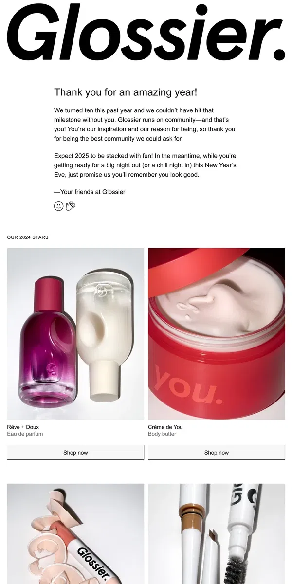 Email from Glossier. Let’s recap 2024