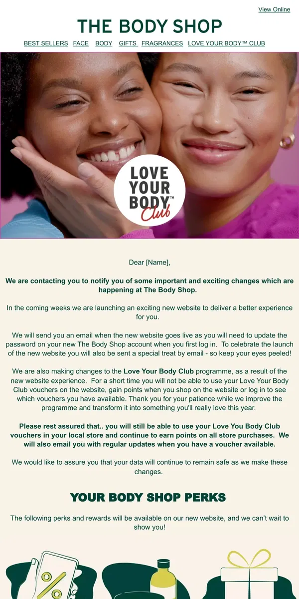 Email from The Body Shop. An update from The Body Shop ❤️