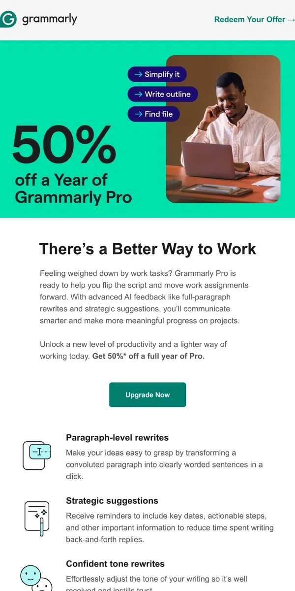 Email from Grammarly. 💻  Take your productivity to the next level