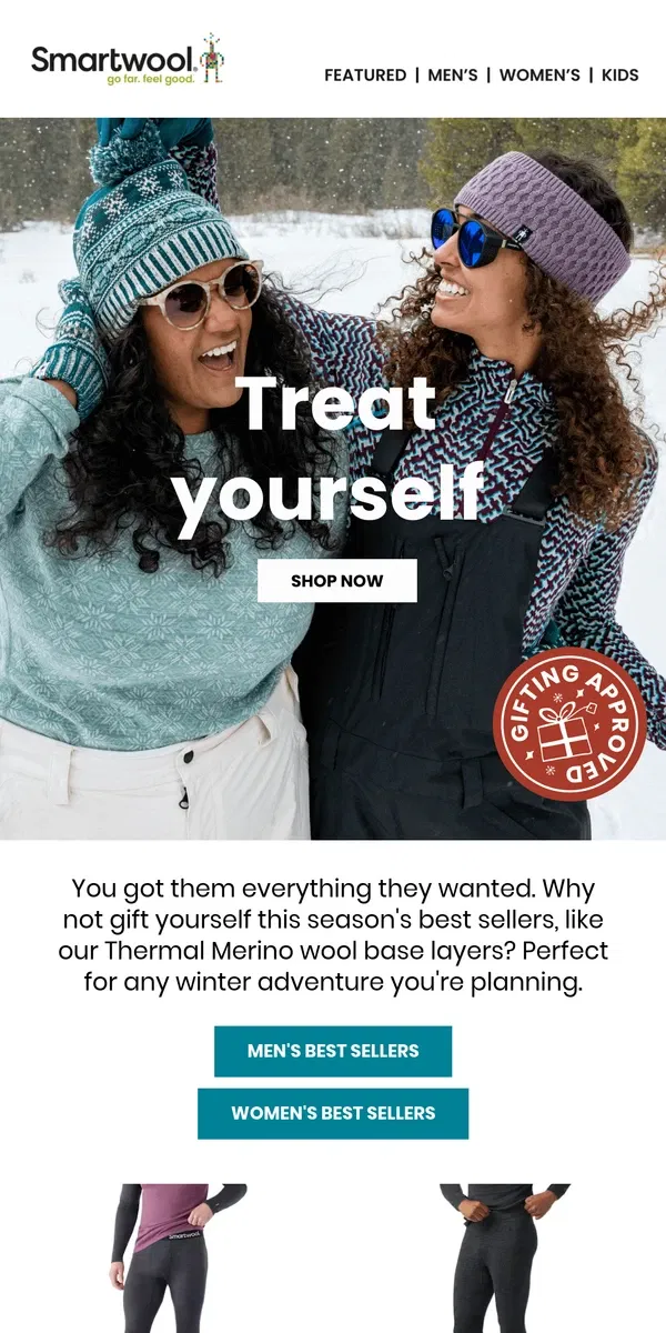 Email from Smartwool. Treat yourself to Merino comfort