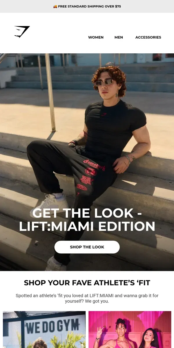 Email from Gymshark. Get the look - LIFT:MIAMI edition 🌴🛍️