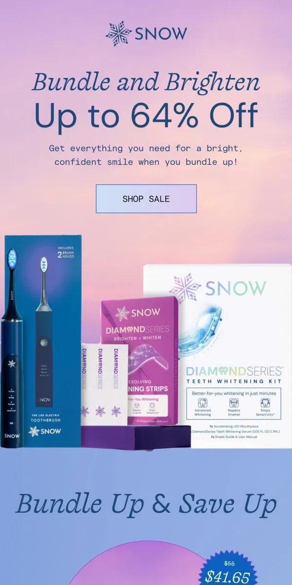 Email from Snow Teeth Whitening. Bundle & Brighten ❄️