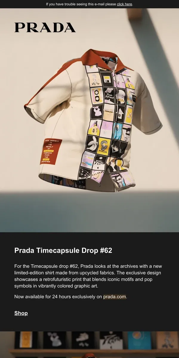 Email from Prada. Now Live: Prada Timecapsule Drop #62