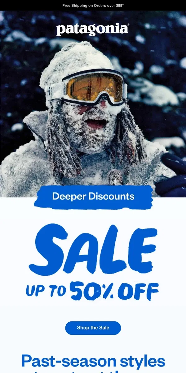 Email from Patagonia. Our sale is now up to 50% off