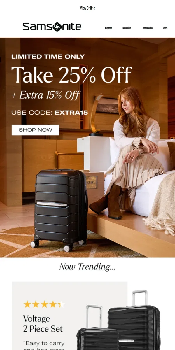 Email from Samsonite. Celebrate Spring with 25% Off Best Sellers