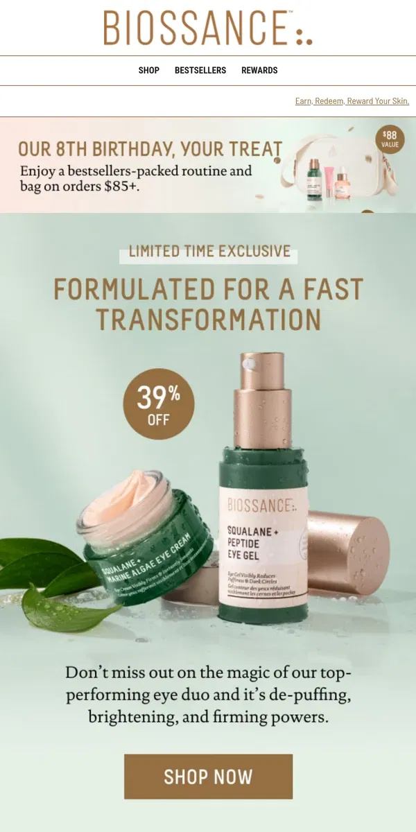 Email from Biossance. PSA📣 Free gift is almost gone ($88 value)