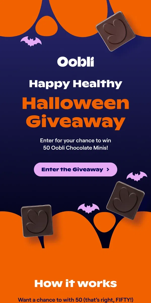 Email from Oobli. Healthy Halloween Giveaway