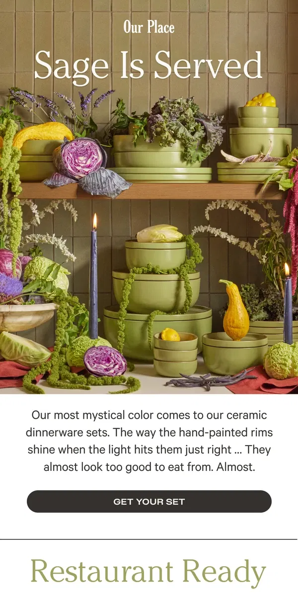 Email from Our Place. We love this dinnerware color 🌲