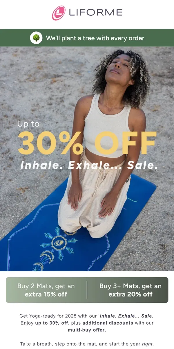 Email from Liforme. Up to 30% off – Don't miss out!