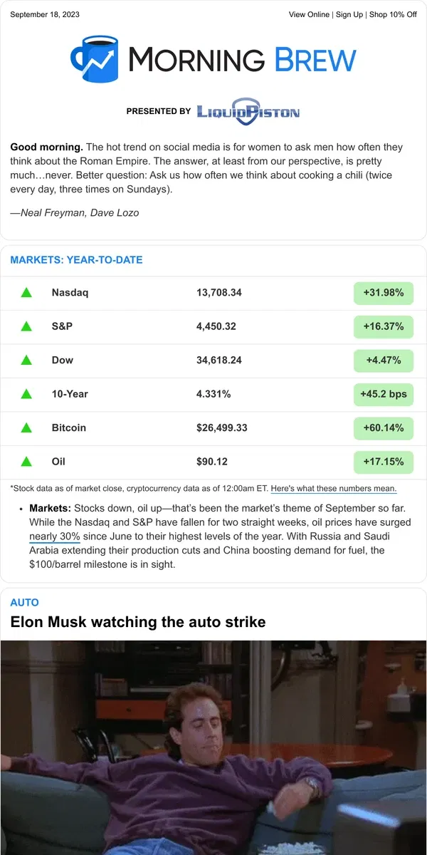 Email from Morning Brew. ☕ Tesla wins