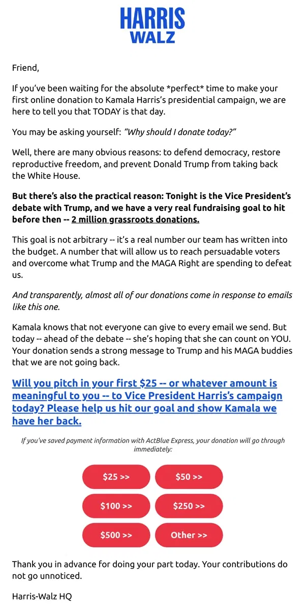 Email from Kamala Harris. If you’ve been waiting for the perfect time…