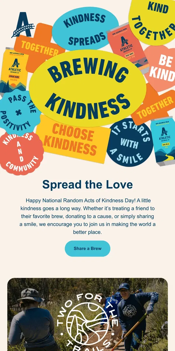 Email from Athletic Brewing Co. Brew Kindness with Us ❤️