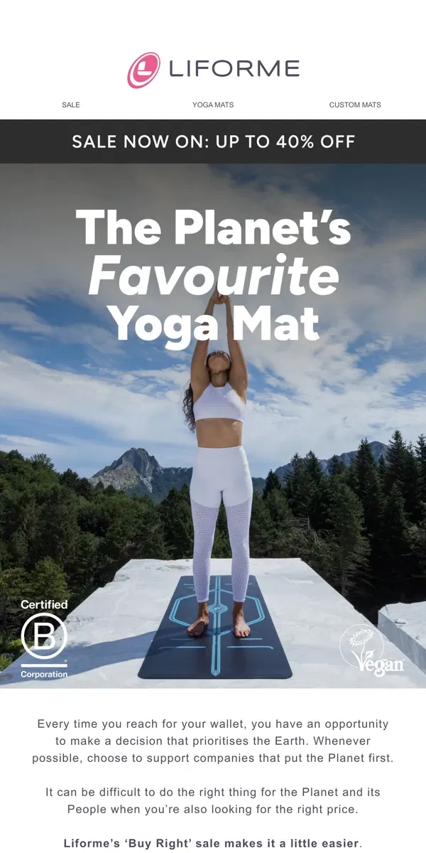 Email from Liforme. The Planet's favourite Yoga Mat 🌍