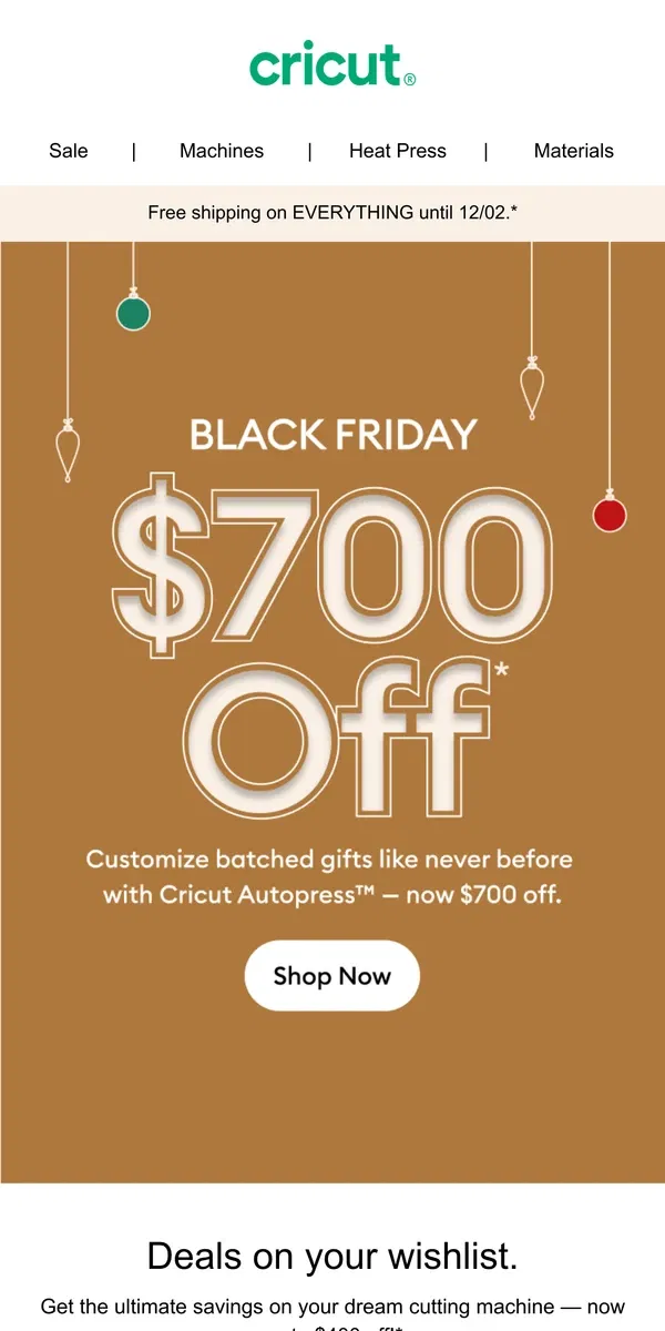 Email from Cricut. Our Black Friday Sale is HERE! 🎉