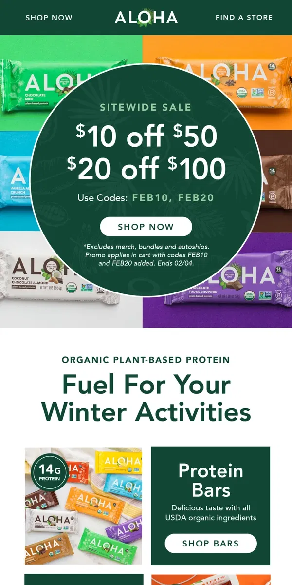 Email from ALOHA. Spend More, Save More