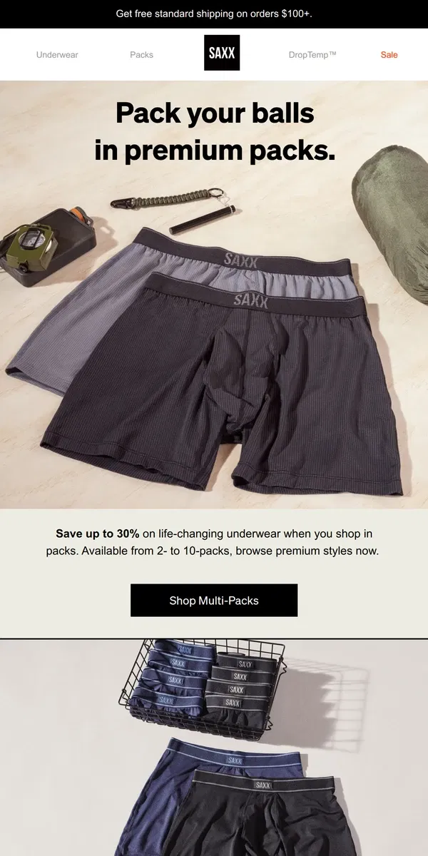 Email from SAXX Underwear. Save up to 30% when you shop multi-packs