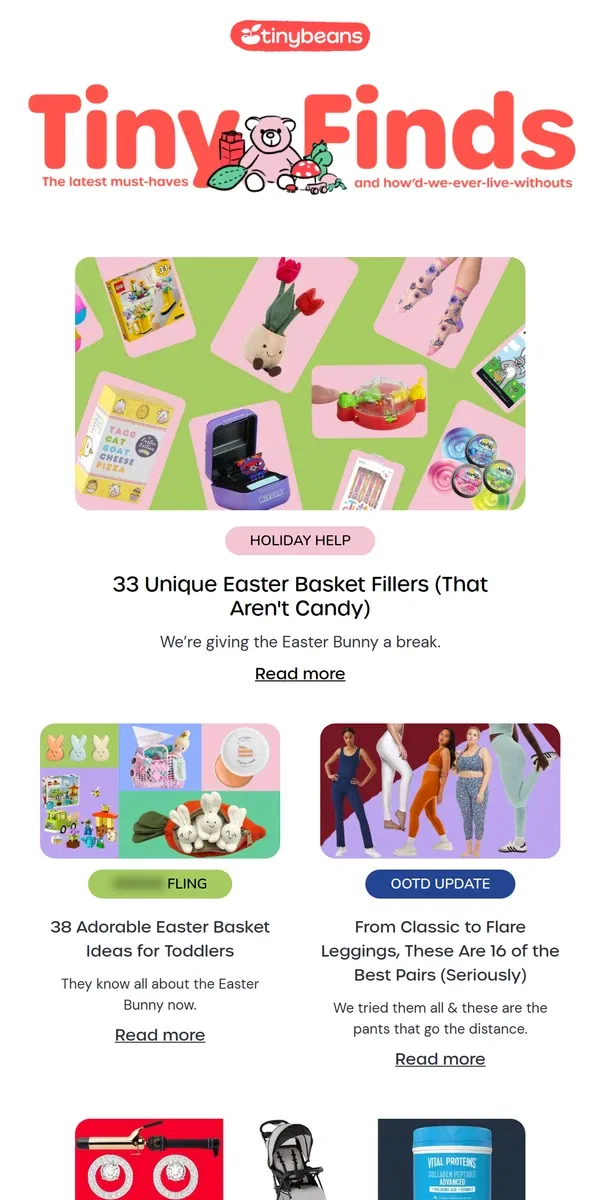 Email from Tinybeans. 33 Unique Easter Basket Fillers (That Aren’t Candy)