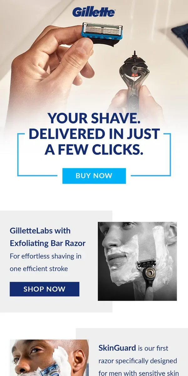 Email from Gillette. Bestselling razors make for a better shave