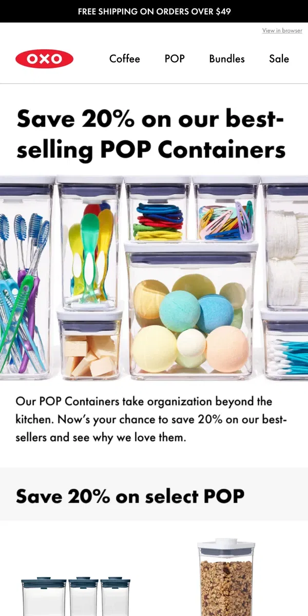 Email from OXO. [Save 20% on POP favorites]