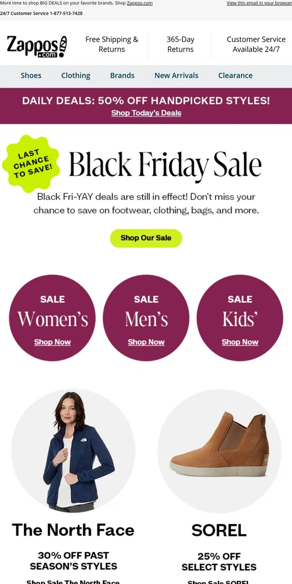 Email from Zappos. Surprise Extension: Black Friday Sale! 🦄 🎉🎁