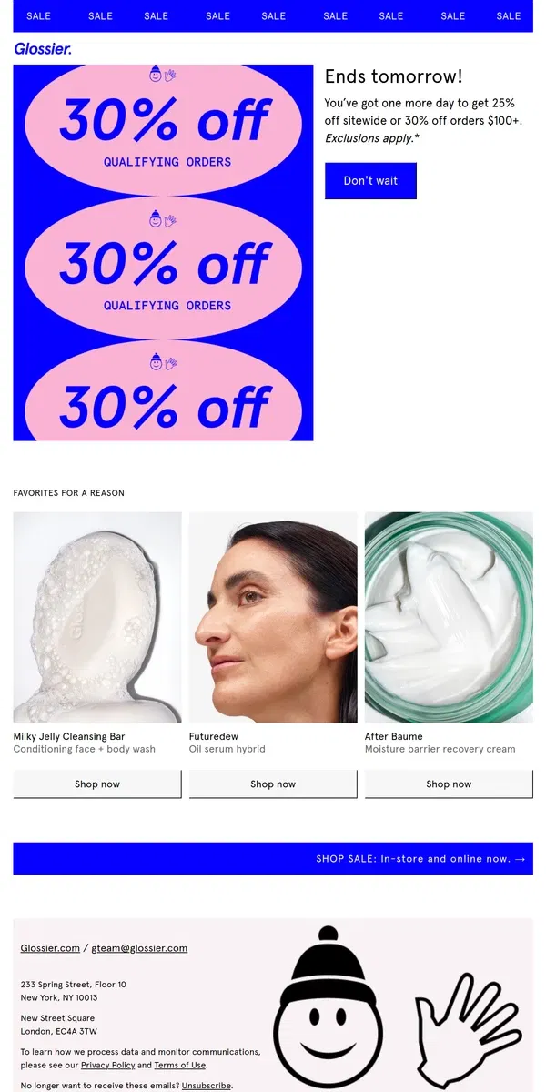 Email from Glossier. Sale ends tomorrow