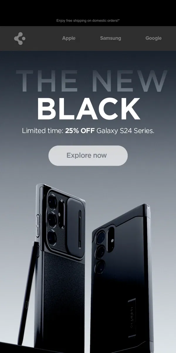 Email from Spigen. Back in black: New Galaxy S24 Series