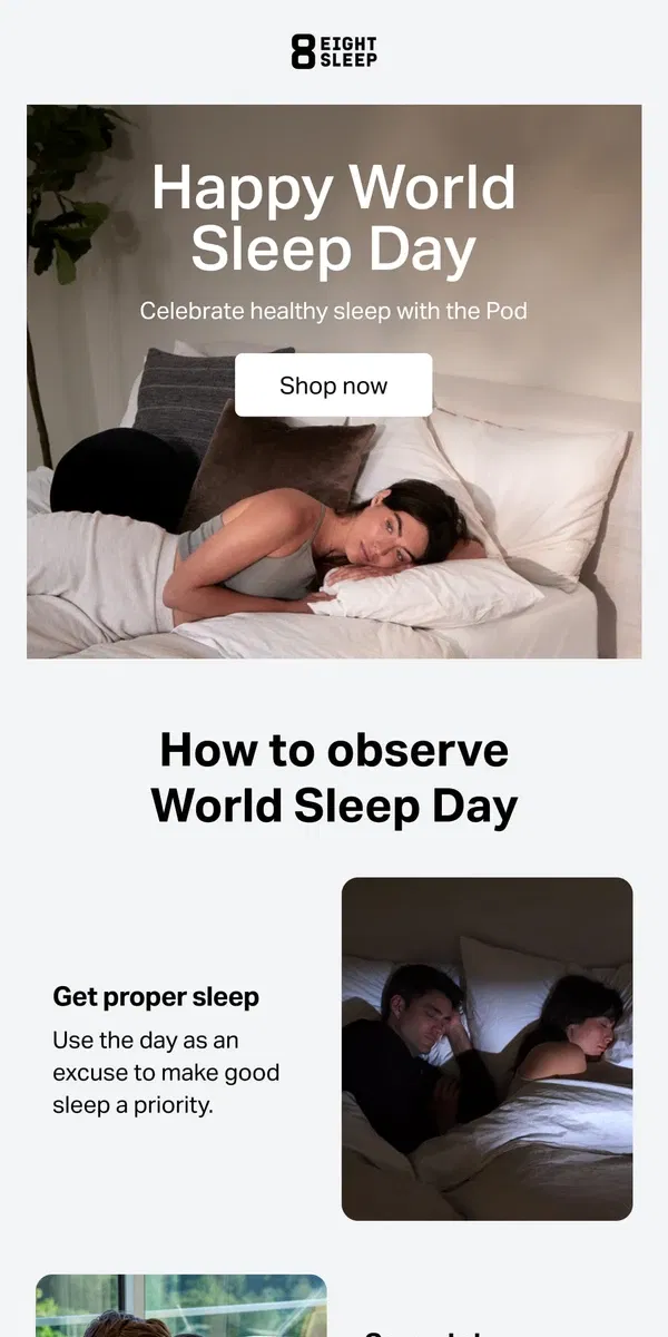 Email from Eight Sleep. You DESERVE healthy sleep