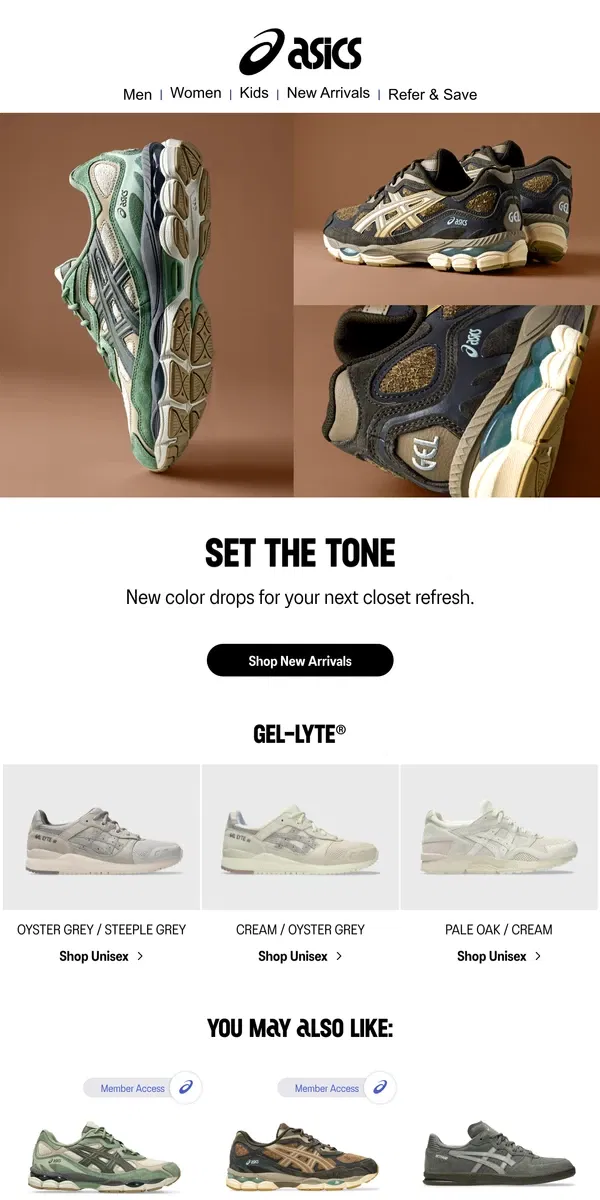 Email from ASICS. The newest Sportstyle hues.