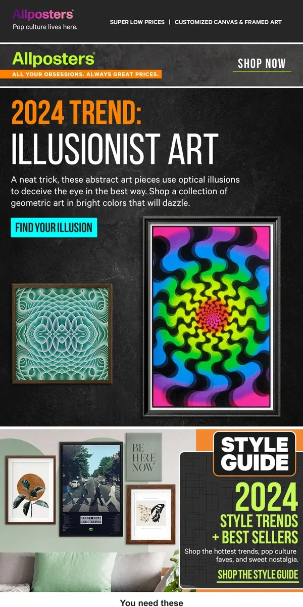 Email from AllPosters. Illusionist art is trending