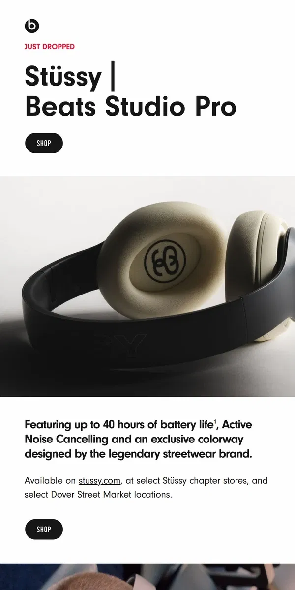 Email from Beats by Dre. New: Stüssy | Beats Studio Pro