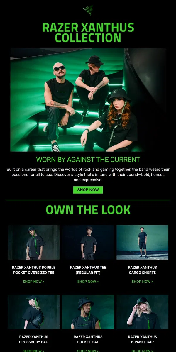 Email from Razer. Razer Xanthus: Worn By Against the Current