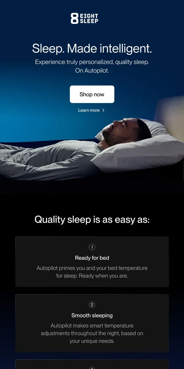 Email from Eight Sleep. Sleep. Made intelligent.