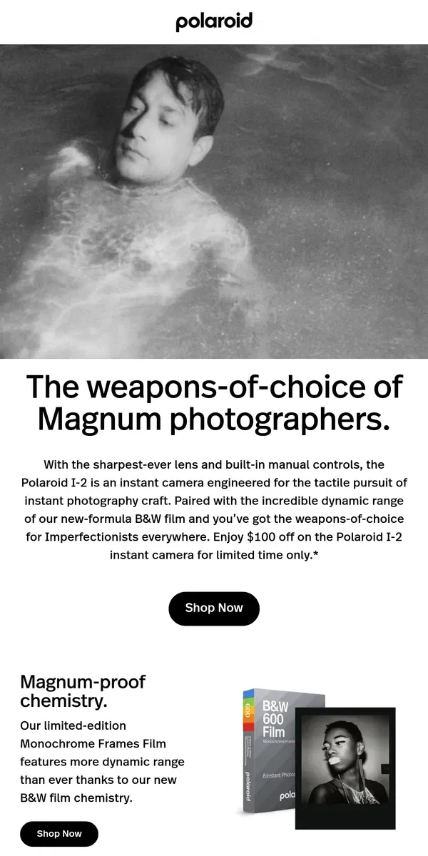 Email from Polaroid. Get Magnum-grade Polaroid gear.