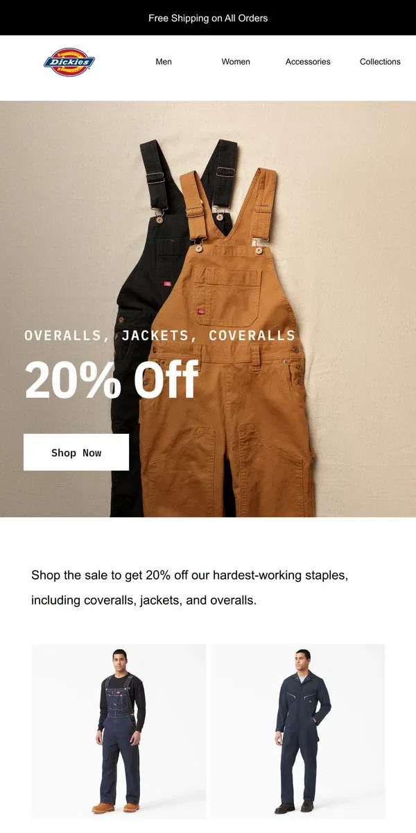 Email from Dickies. 20% Off Select Styles