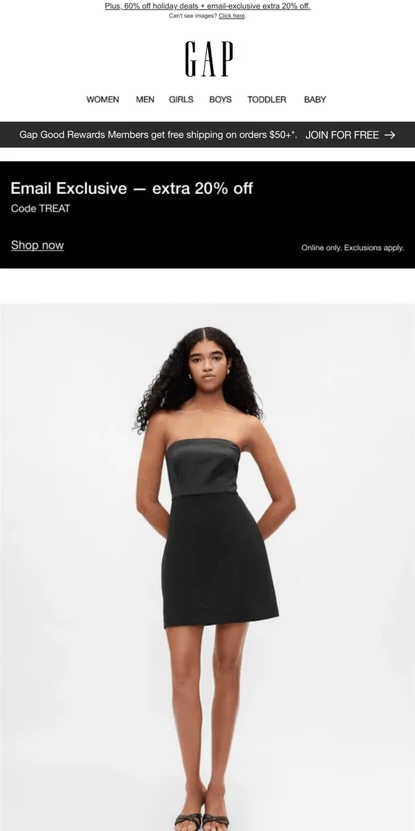 Email from GAP. THE LITTLE BLACK DRESS