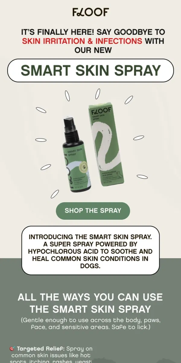 Email from Floof. Ready for a Game Changer? Our Super Spray for Super Pups Is Here.