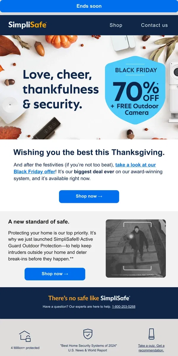 Email from SimpliSafe. Feast on this Black Friday offer