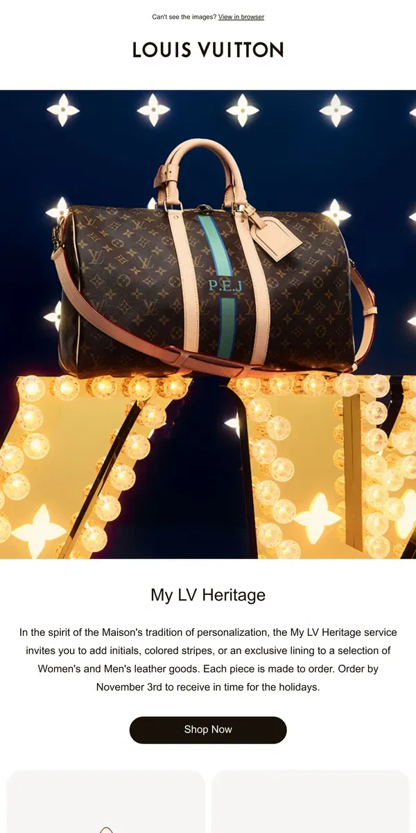 Email from Louis Vuitton. Personalized Gifts For The Holidays