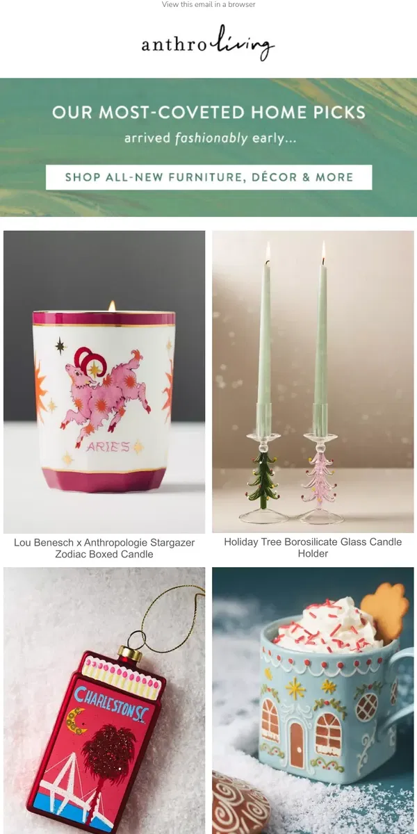 Email from Anthropologie. Bring home something NEW!