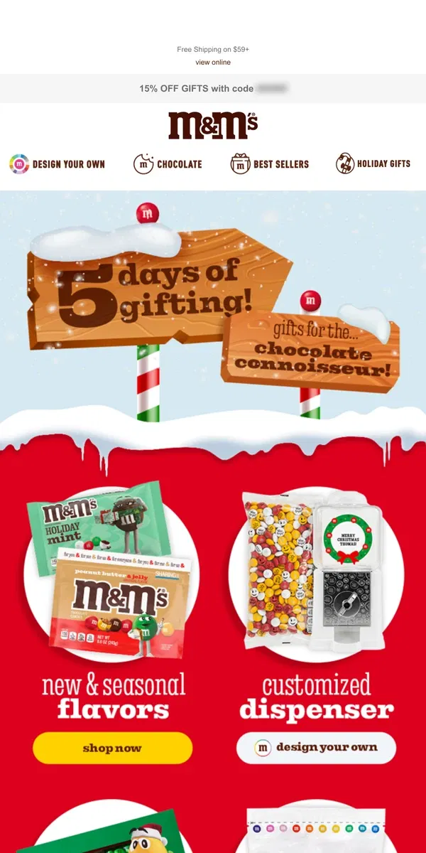 Email from M&M's. Introducing... 5 Days of Gifting!🍫🎁