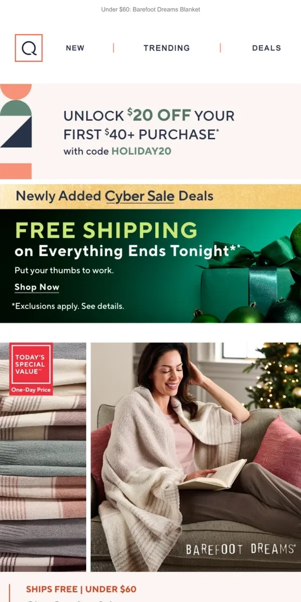 Email from QVC. Bundle Free Shipping & Cyber Sale